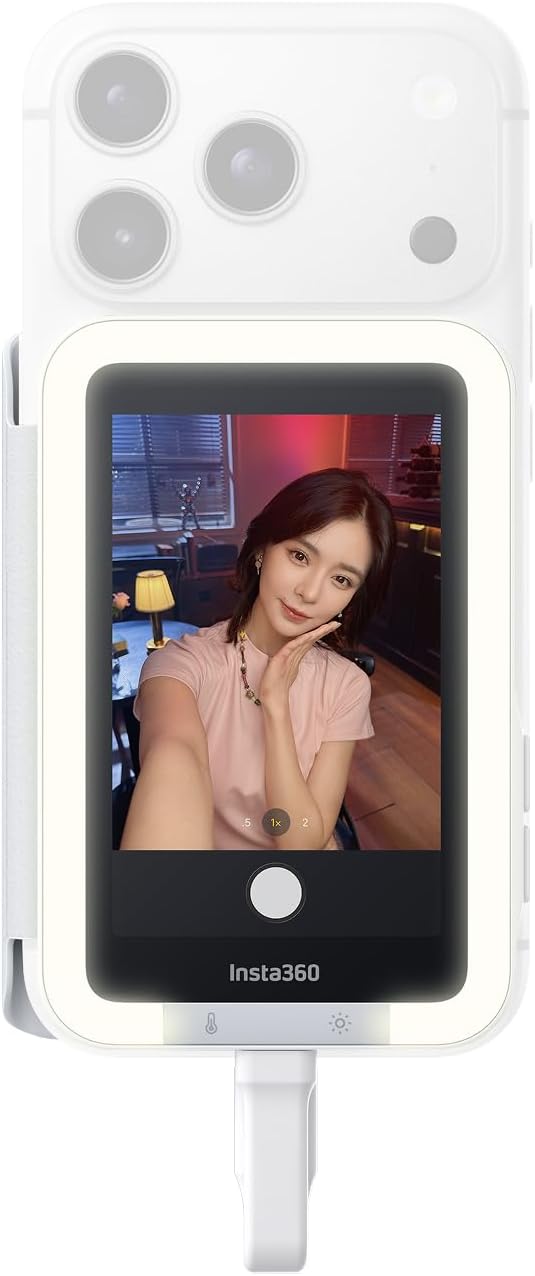 Insta360 - Snap Selfie Screen with Light - 4K Magnetic Selfie Monitor Screen for Selfie