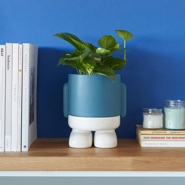 Balvi - Mr. Standy Plant Pot, Blue, Ceramic