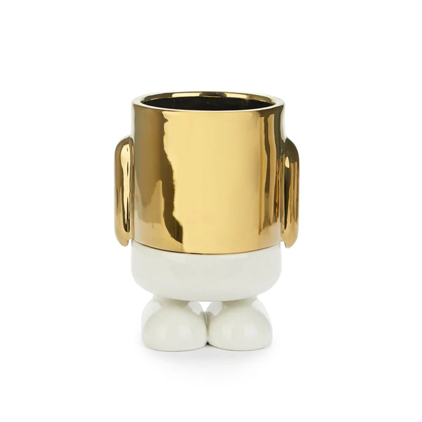 Balvi - Mr. Standy Mini Plant Flower Pot, Gold