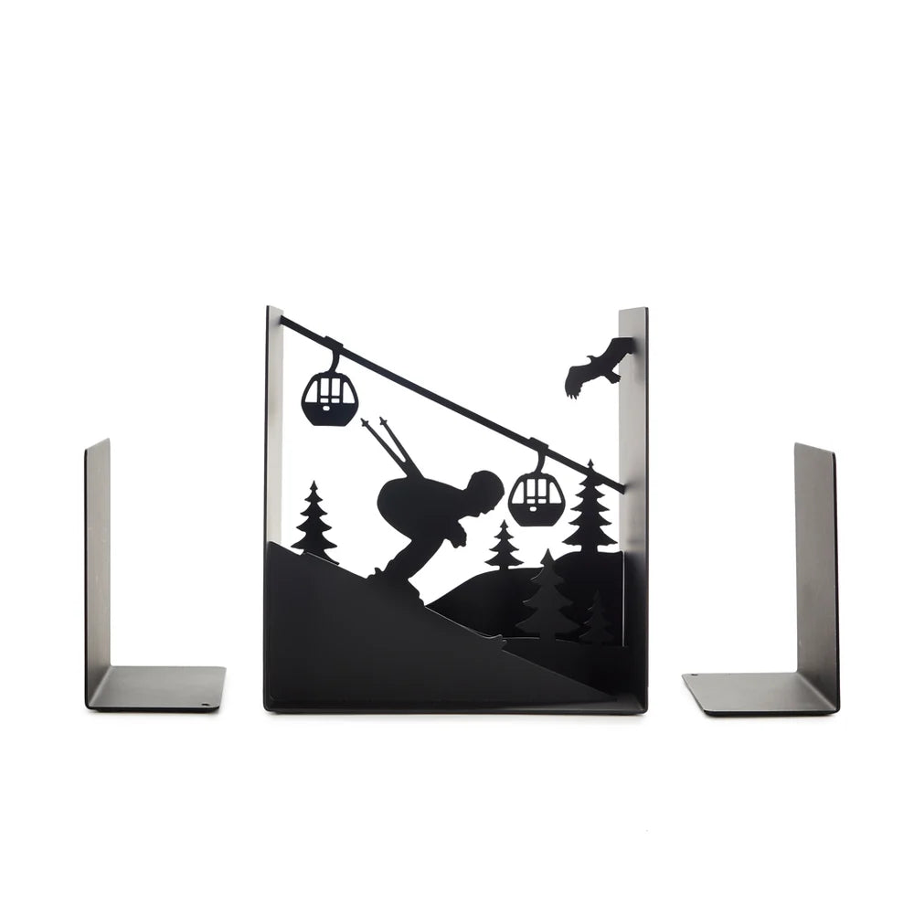 Balvi - Ski Run Bookend, Black, Metal