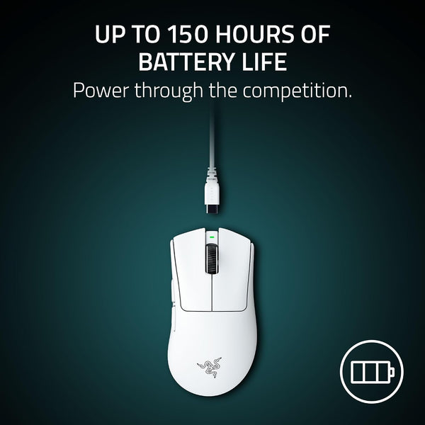 ماوس الألعاب اللاسلكي Razer DeathAdder V4 Pro باللون الأبيض - خفيف الوزن