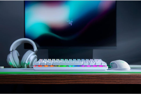 لوحة مفاتيح الألعاب Razer Huntsman Mini Mercury Edition بمفاتيح أرجوانية