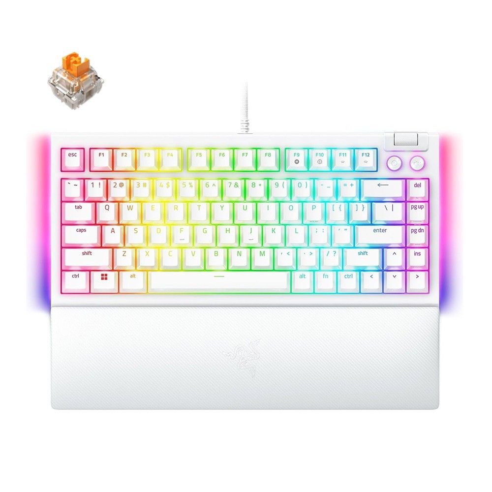 لوحة مفاتيح الألعاب Razer BlackWidow V4 75% الإصدار الأبيض - تخطيط أمريكي (US)