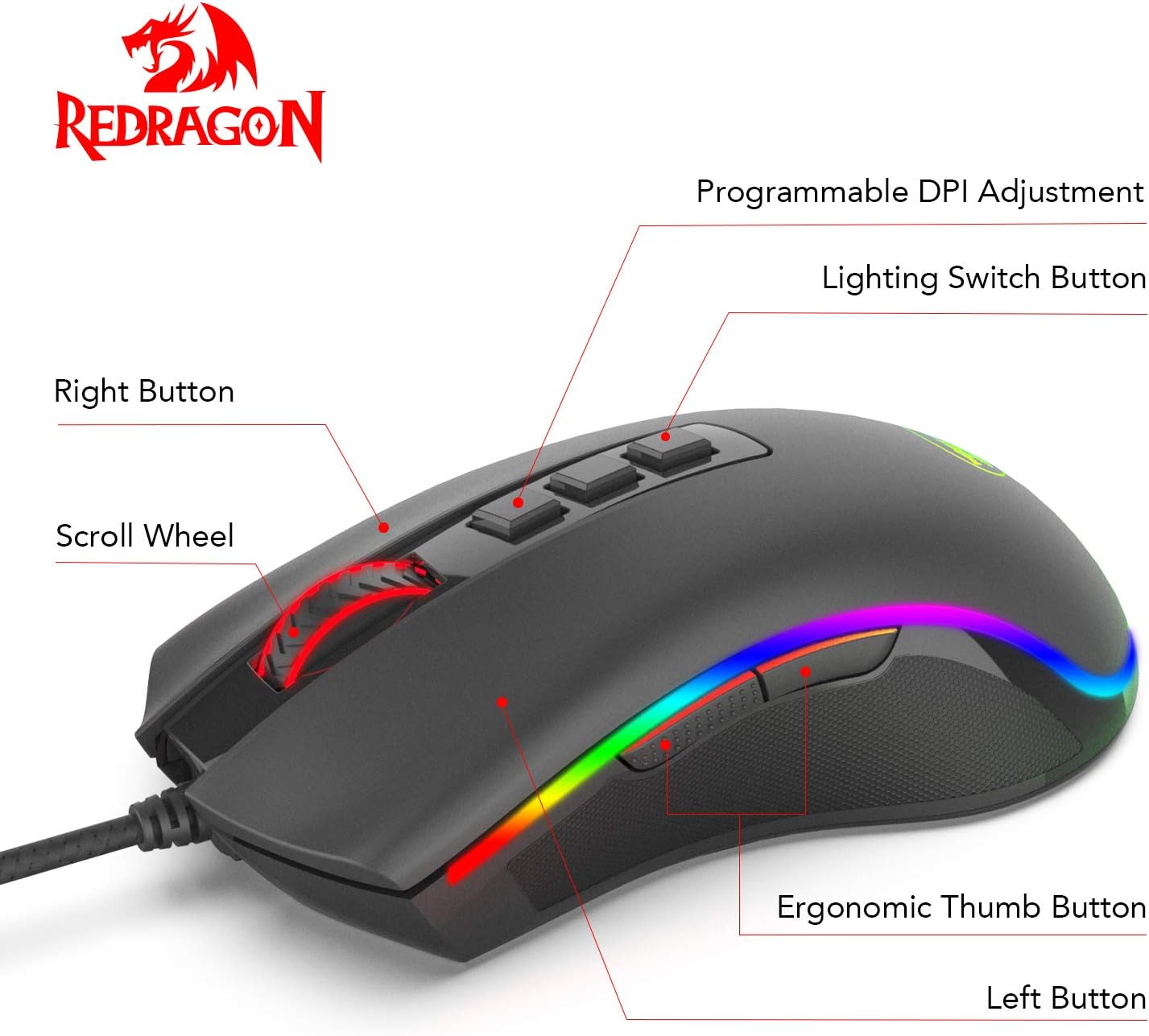 Redragon COBRA M711-FPS Flawless sensor, LK Optical Switch