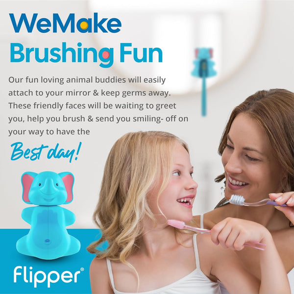 Flipper - Toothbrush Cover & Toothbrush Flp Fun Animal Combo Pack / Elephant