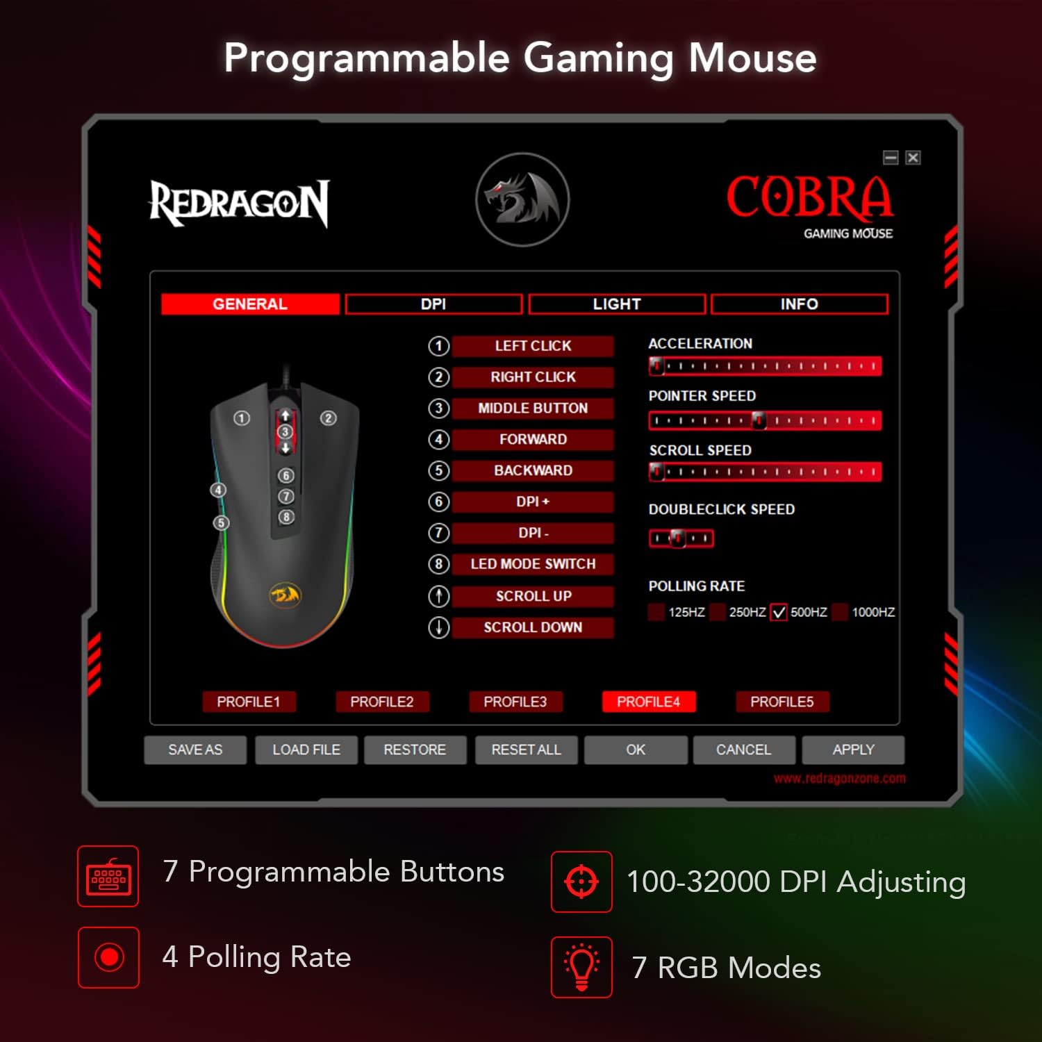 Redragon COBRA M711-FPS Flawless sensor, LK Optical Switch