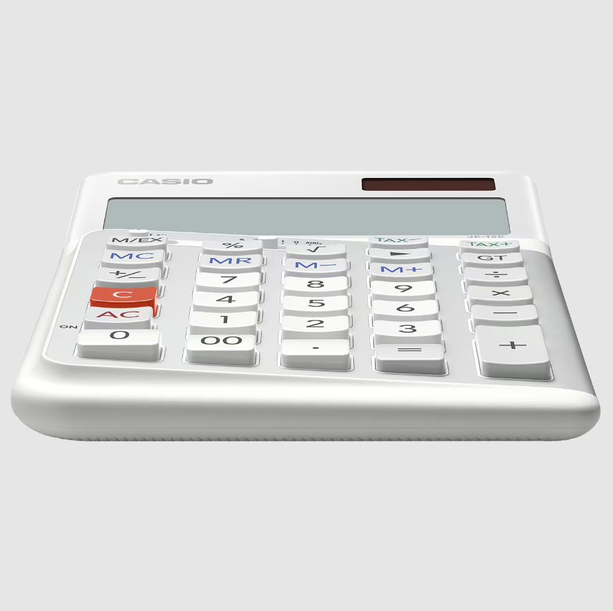 Casio Ergonomic Calculator JE-12E-WE