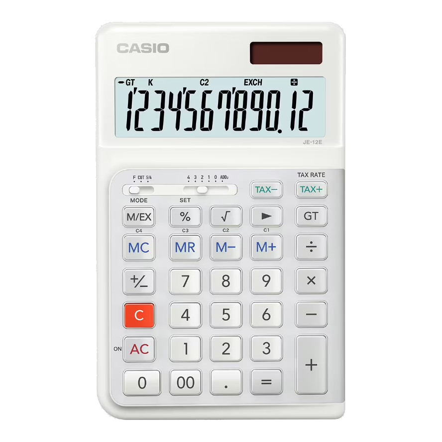 Casio Ergonomic Calculator JE-12E-WE