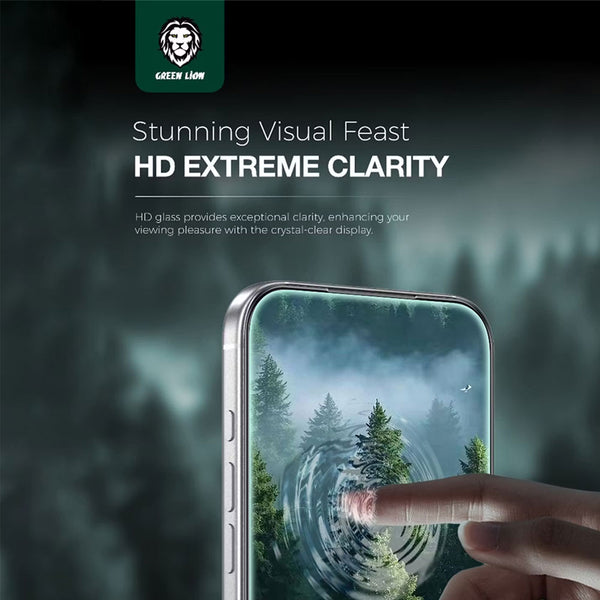 Green Lion 3D Silicone Plus High Definition Edge Glass For Iphone 17 Pro Max - Black Edge / Clear