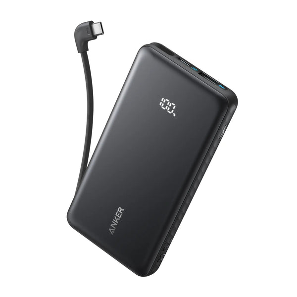 Anker Zolo Power Bank 10K 22.5W Black - Built-In USB-C Cable Charger