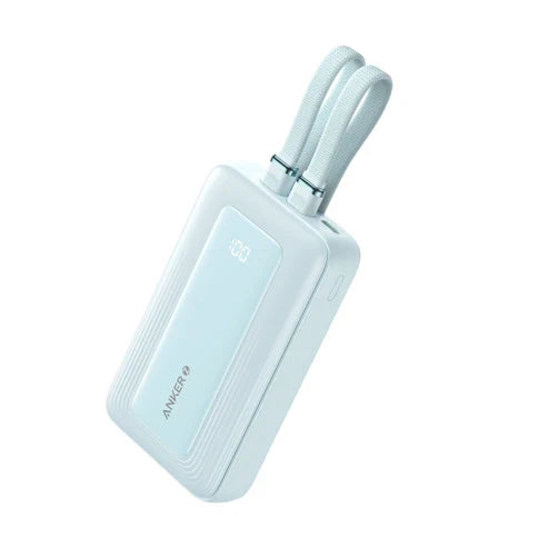 Anker Power Bank 10K 30W Blue - Portable Charger With Built-In Cables