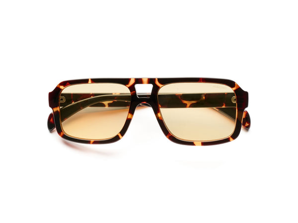 Komono Falcon Aviator Sunglasses in Havana Lemon, Yellow Cat 1 UV400 Lenses