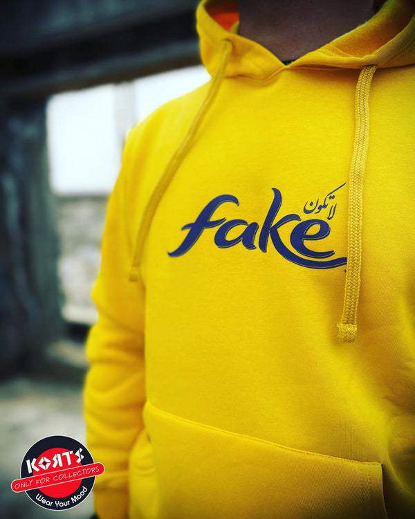 Korts - Hoodie لا تكون Fake - Yellow
