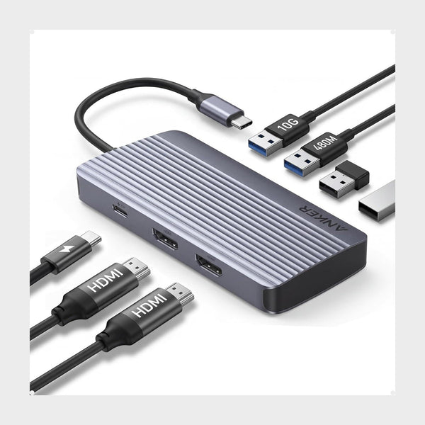 Anker USB-C Hub 7-in-1 Dual Display Gray - Two HDMI Laptop Adapter