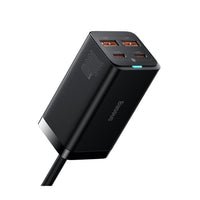 شاحن مكتبي Baseus GaN3 Pro بقدرة 100 واط، بمنفذين USB-C ومنفذين USB-A، لون أسود - قابس أوروبي