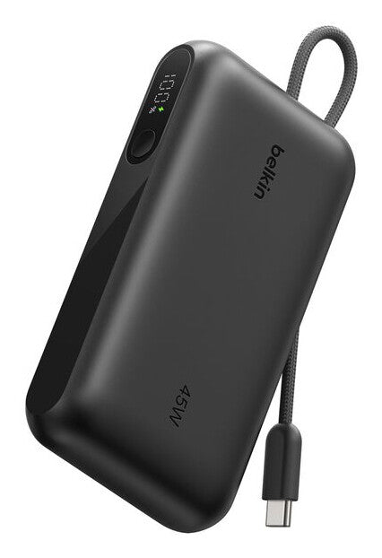 Belkin UltraCharge Power Bank 10K - Integrated Cable and Display - Black