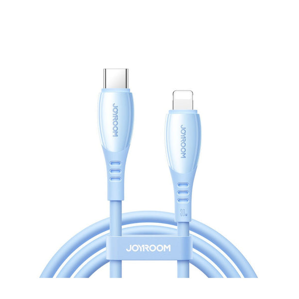 كابل Joyroom S-A59 بقدرة 30 واط من USB-C إلى Lightning بطول 1.2 متر، لون أزرق - شحن لأجهزة أبل