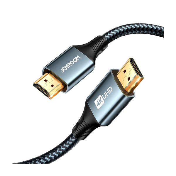 كابل HDMI 4K من Joyroom طراز SY-20H1 بطول 2 متر، لون رمادي - سلك عالي السرعة بجديلة من النايلون