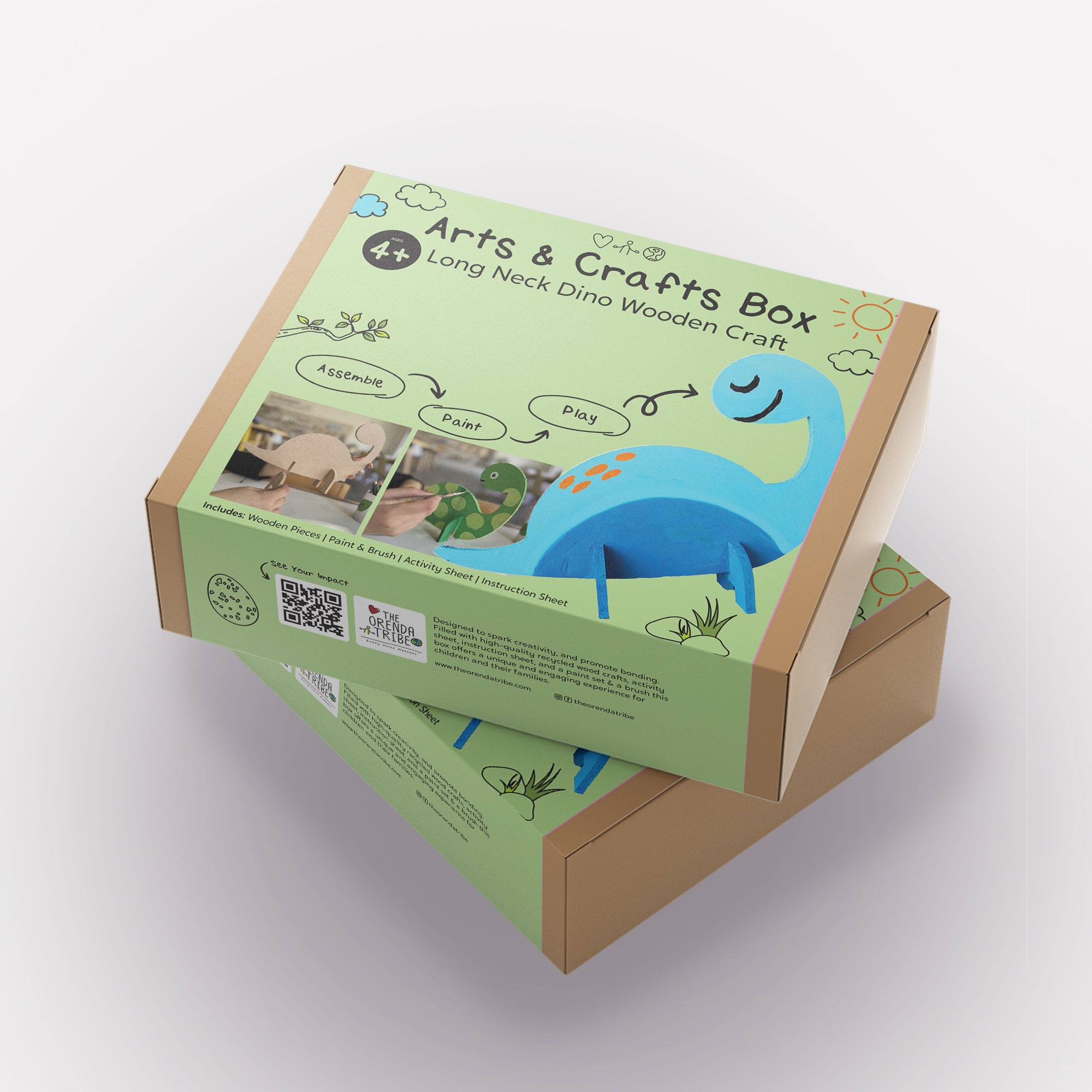 Orenda Tribe Arts & Craft Boxes Kids Long Neck Dino