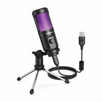 ماونو AU-PM461TR ميكروفون ألعاب RGB USB مع تحكم في مستوى الصوت - أسود
