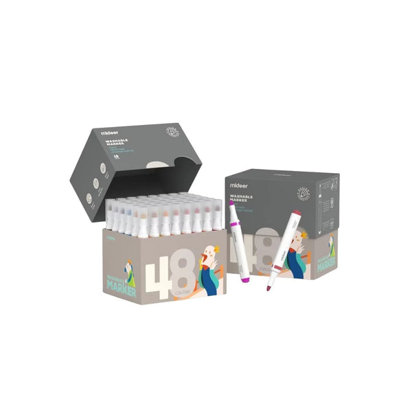 Mideer Washable Markers Small Tip 48 Colors - Kids Art Set