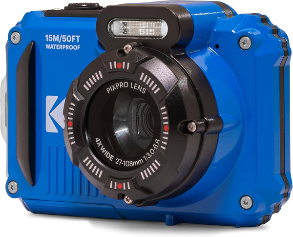Kodak - Compact PIXPRO WPZ2 16MP Waterproof Digital Camera, 15m, 4X Zoom - Blue