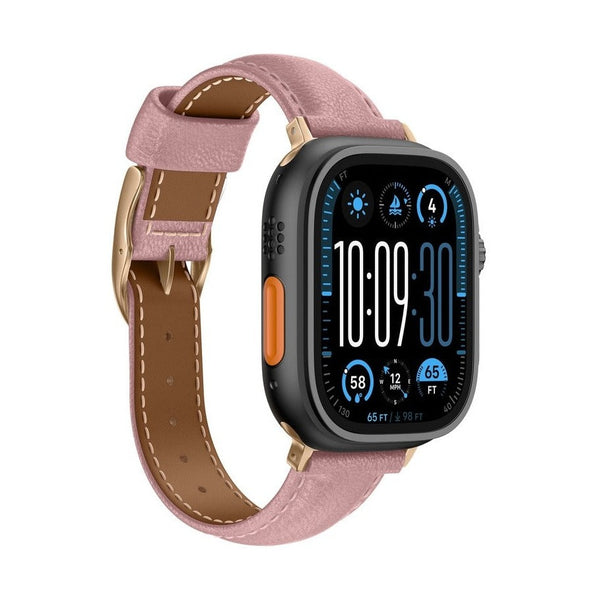 Amazingthing Class Apple Watch Band Rose Gold - Leather Buckle Strap