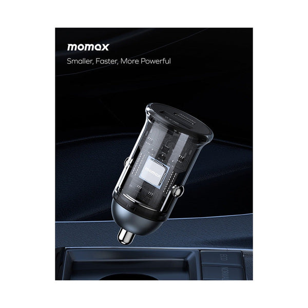 MOMAX MOVE 30W DUAL PORT CAR CHARGER - GREY