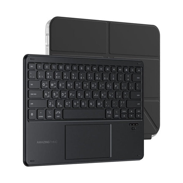 AT MINIMAL CASE WITH ENGLISH & ARABIC KEYBOARD FOR IPAD AIR (M3/M2) 13 2025 - BLACK