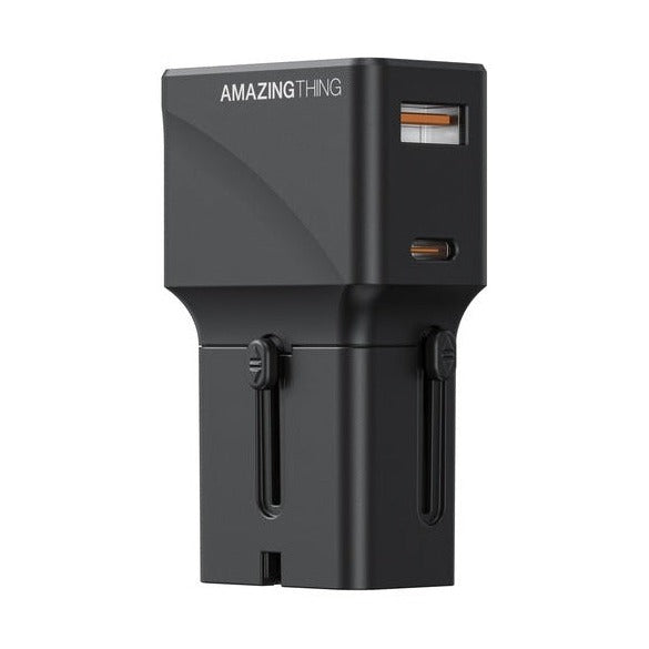 AT EXPLORER PRO 25W MAX 2PORTS 1A+1C TRAVEL CHARGER - BLACK