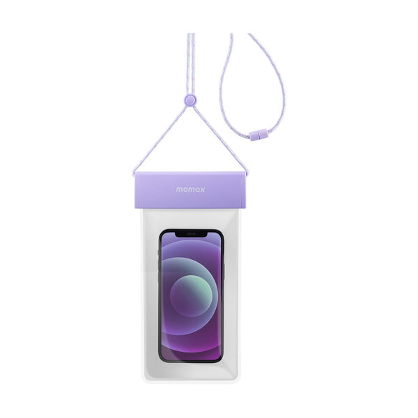 MOMAX WATERPROOF POUCH UNIVERSAL WITH NECK STRAP - PURPLE
