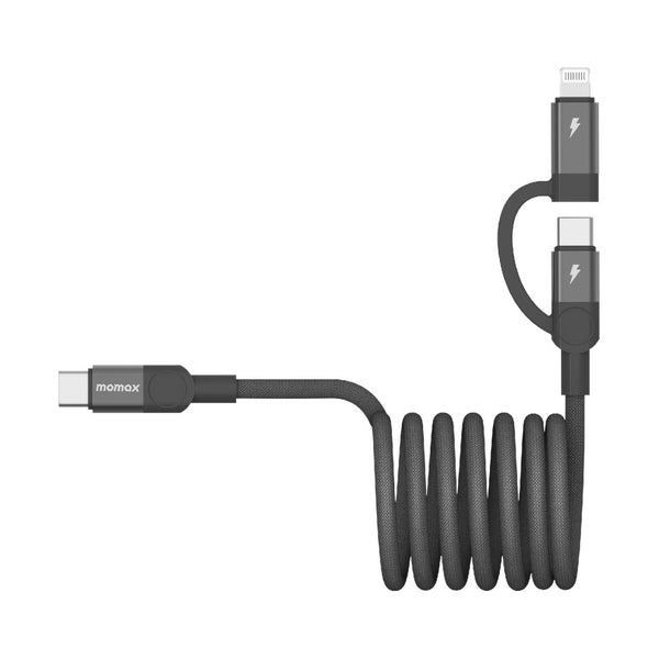 MOMAX MAG LINK USB-C TO C & LIGHTNING MAGNETIC CABLE 1M - BLACK