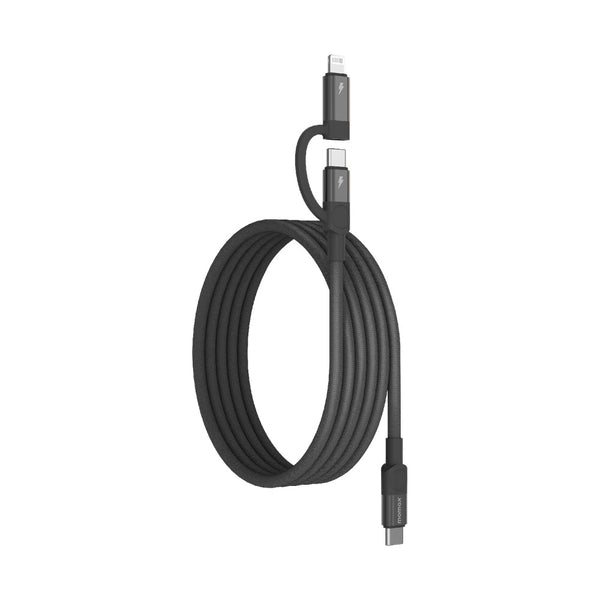 MOMAX MAG LINK USB-C TO C & LIGHTNING MAGNETIC CABLE 1M - BLACK