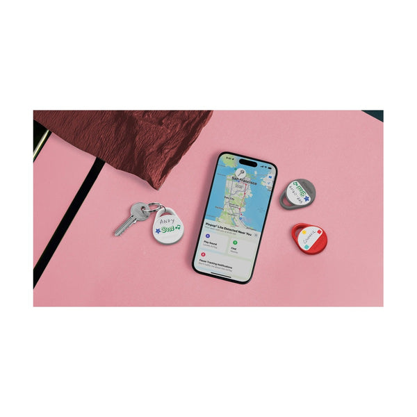 MOMAX PINPOP² LITE FIND MY TRACKER COMPATIBLE WITH APPLE FIND MY & ANDROID FIND MY DEVICES - RED