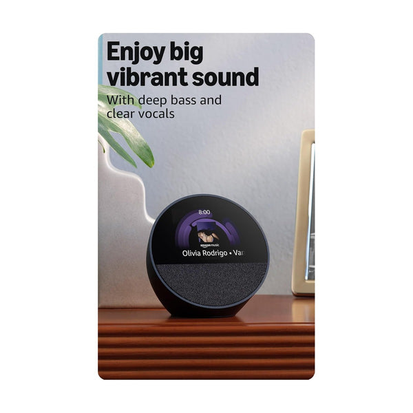 Amazon Echo Spot Smart alarm clock with vibrant sound + Alexa - White