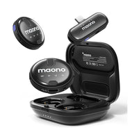Maonocaster WM620PC2 Wireless Lavalier Microphone With USB C Clip on Lapel Mic, Professional Noise Cancelling & 36H Working Time - Black