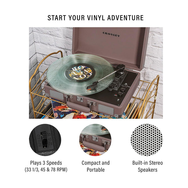 CROSLEY CRUISER PLUS PORTABLE TURNTABLE WITH BLUETOOTH IN/OUT - PURPLE ASH