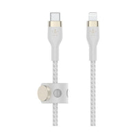 BELKIN BOOSTCHARGE PRO FLEX USB-C BRAIDED SILICONE CABLE WITH LIGHTNING CONNECTOR, 1M, WHITE