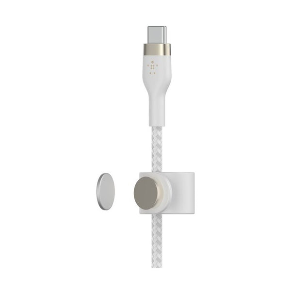 كابل شحن Belkin Pro Flex USB-C إلى Lightning بطول 1 متر، أبيض - مضفر ومعتمد من أبل (MFi) ومصنوع من السيليكون