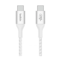 Belkin BoostCharge USB-C Cable 240W PD 2m White - Braided 48V 5A Lead