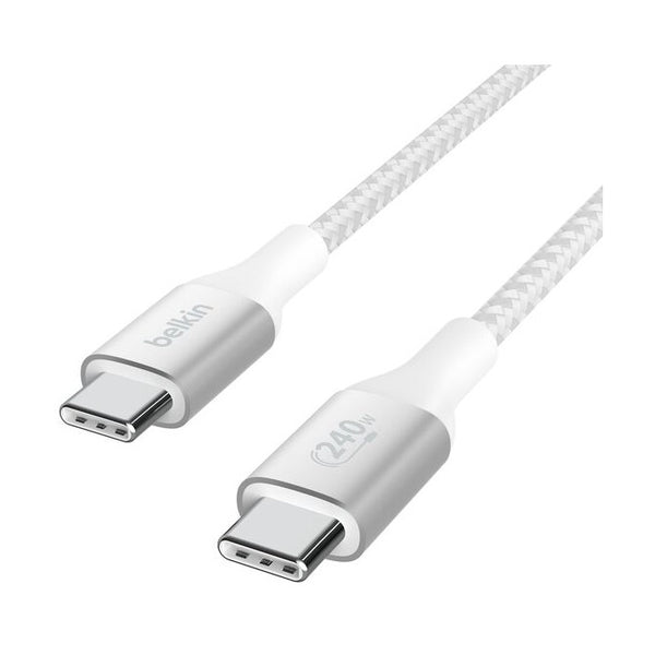 Belkin BoostCharge USB-C Cable 240W PD 2m White - Braided 48V 5A Lead