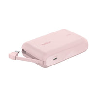 BELKIN BOOSTCHARGE POWER BANK 10K, PD 20W WITH USB-C INTEGRATED CABLE AND USB-C PORT, PINK