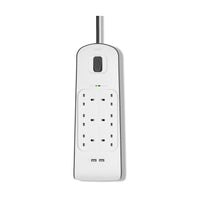 BELKIN 6-OUTLET SURGE PROTECTION STRIP WITH 2.4 AMP 2XUSB CHARGING