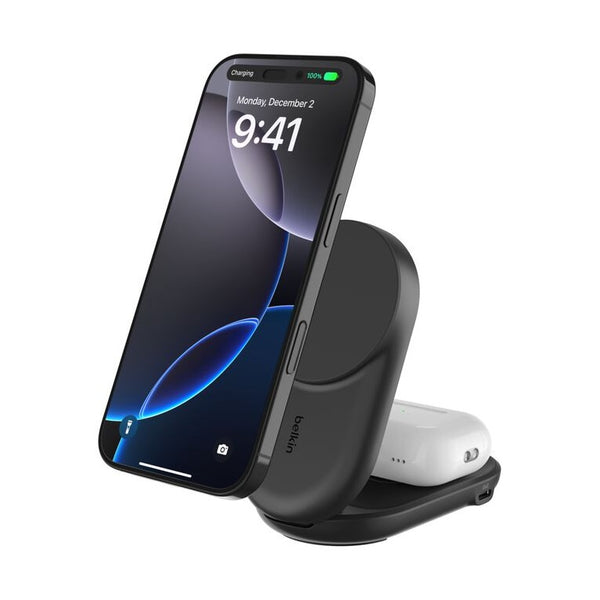 Belkin BOOST CHARGE QI2 25w Magnetic 2in1 Foldable Wireless Charging Stand - Black