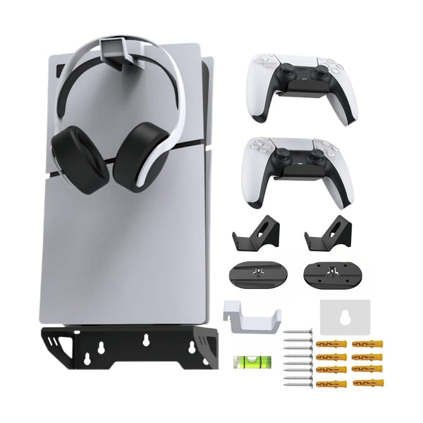 حامل جداري Dobe لجهاز PS5 وPS5 Slim، مصنوع من المعدن مع أدوات التثبيت، أسود