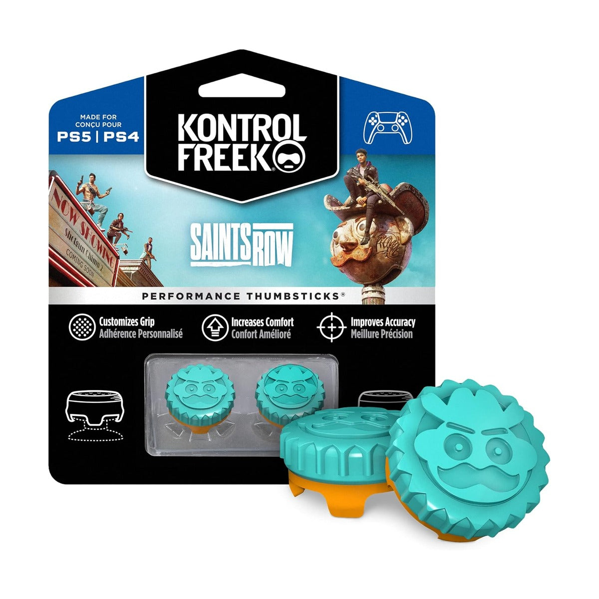 KontrolFreek Saints Row for PS4 and PS5 - Performance Thumbsticks - Hybrid