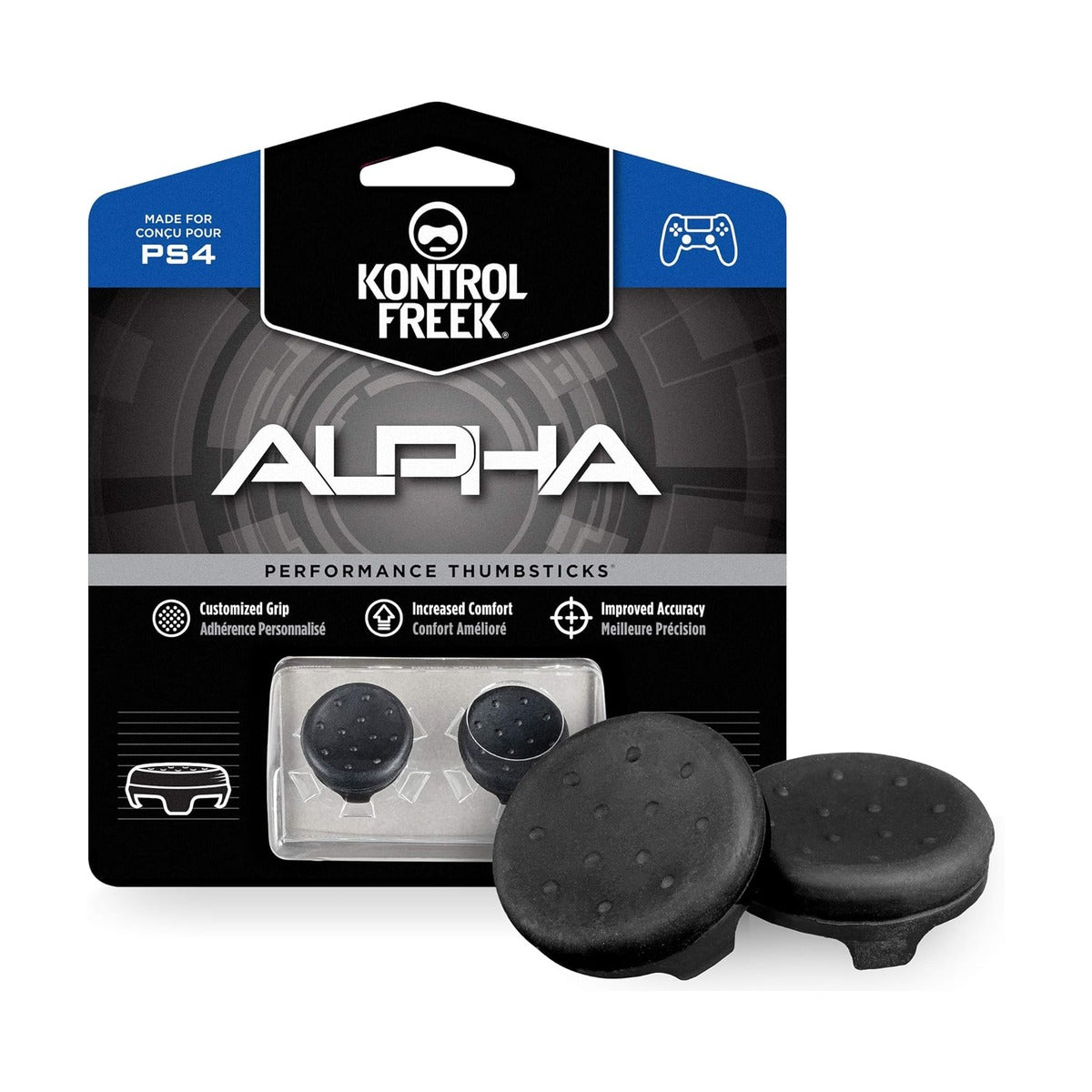 KontrolFreek Alpha for PS4 and PS5 - Performance Thumbsticks - Low-Rise Concave - Black