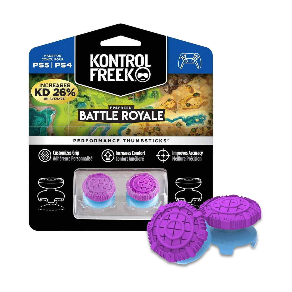 KontrolFreek FPS Freek Battle Royale for PS4 and PS5 - Performance Thumbsticks - Purple