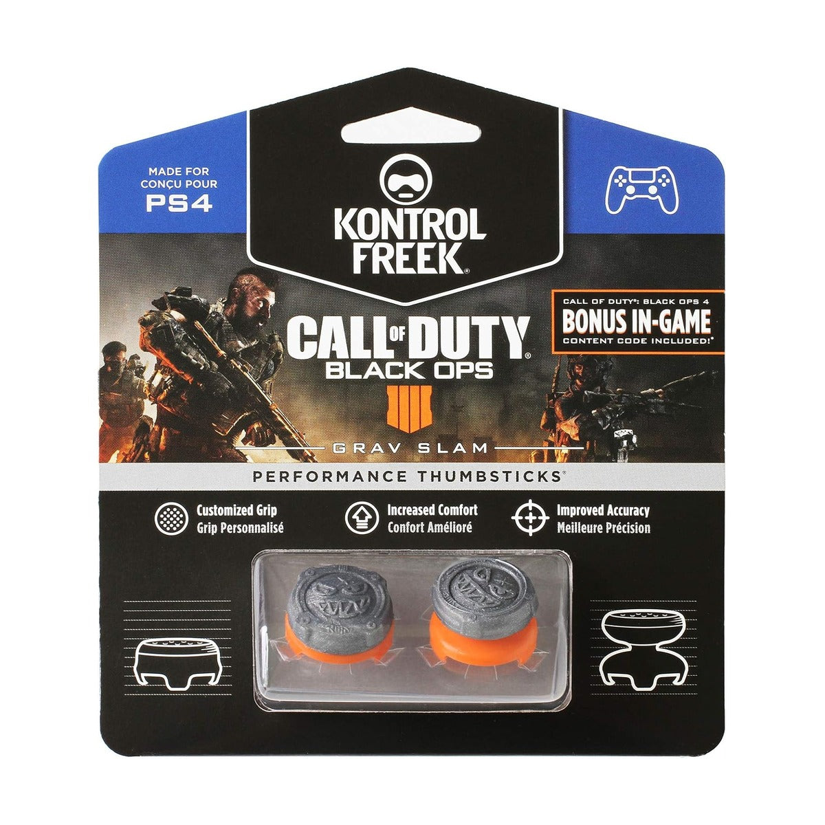 KontrolFreek Call of Duty Black Ops for PS4 and PS5 - Performance Thumbsticks - Grey/Orange