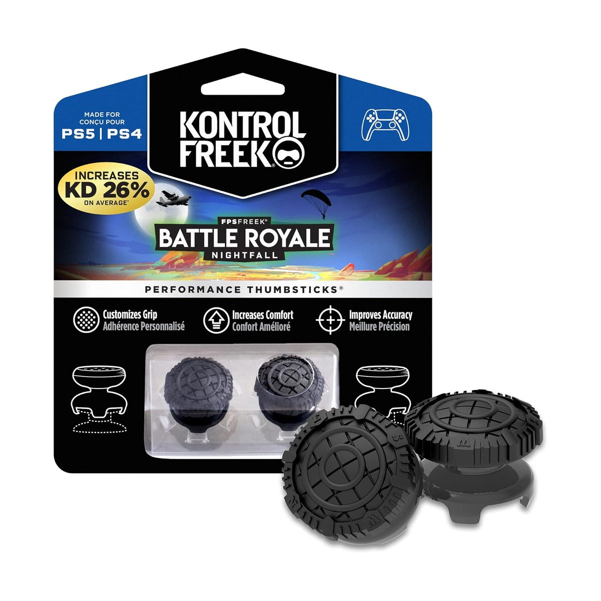 KontrolFreek FPS Freek Battle Royale Nightfall for PS4 and PS5 - Performance Thumbsticks - Black